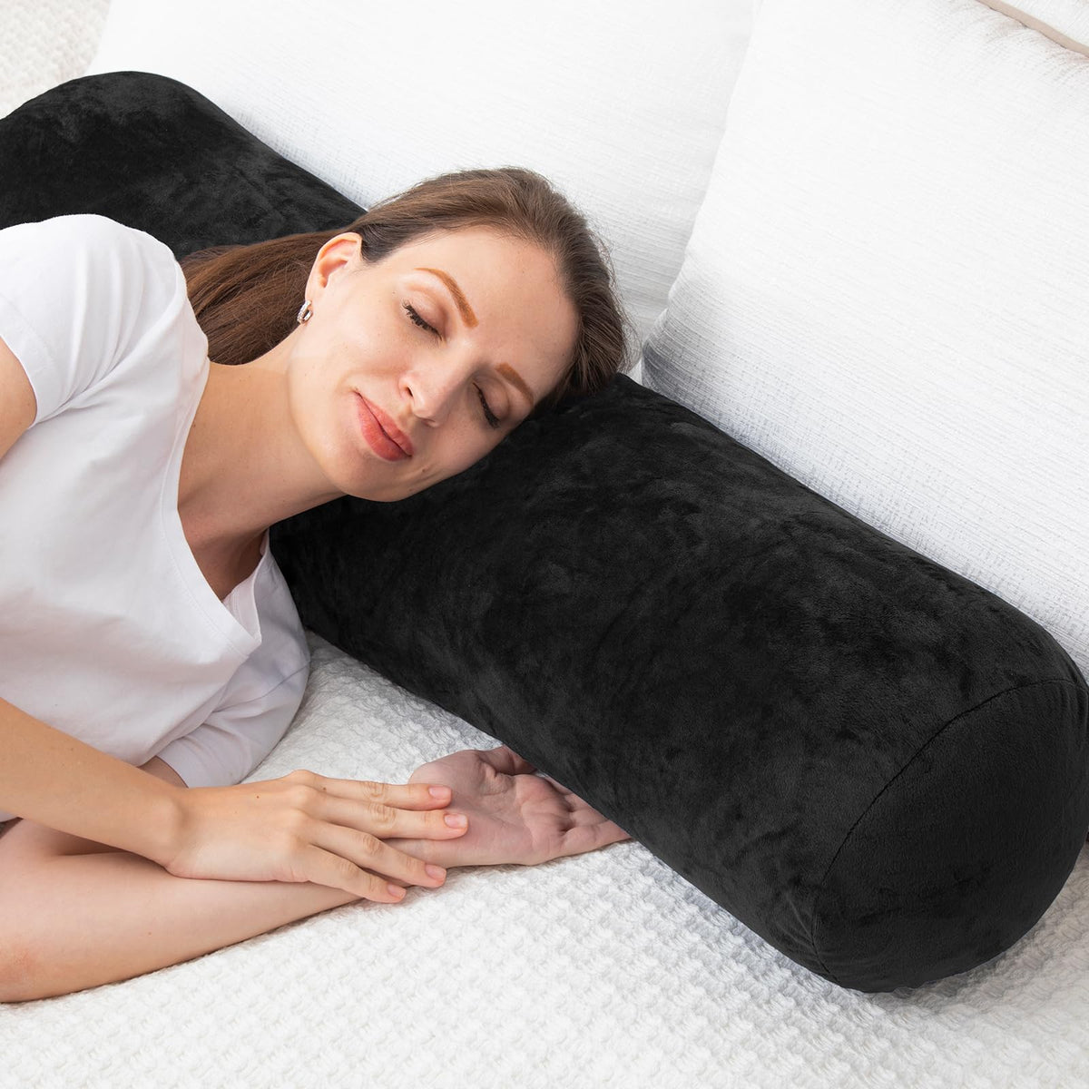 Round Body Pillow for Adults (Black / 35 inch)