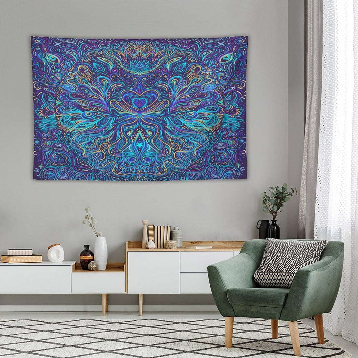 Hippie Bohemian Mandala Tapestry Wall Hanging Indian Gypsy Abstract Flower Floral Texture Print Tapestries Home Decor for Living Room Bedroom Apartment Farmhouse Dorm 60"x90" (60"L x 90"W / Mandala-8)