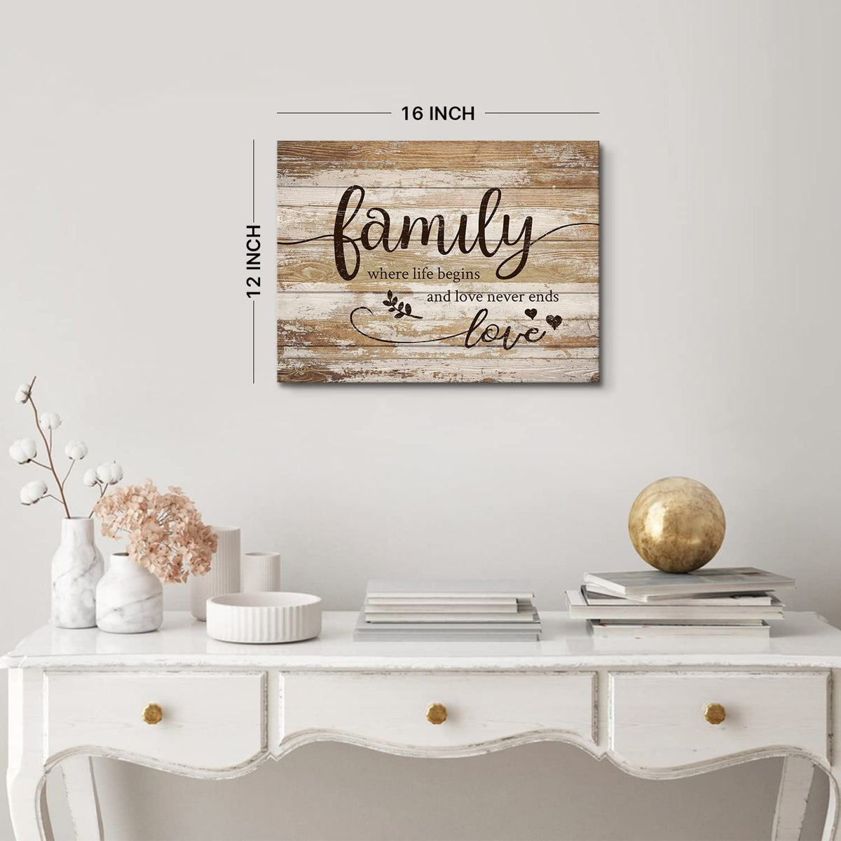 Rustic Bless Home Wall Decor Family Wall Art for Living Room Farmhouse Family Signs Pictures for Kitchen Dining Room Vintage Inspirational Motto Wall Prints Artwork Bedroom Entryway Decorations 12x16" (16"L x 12"W / Family)