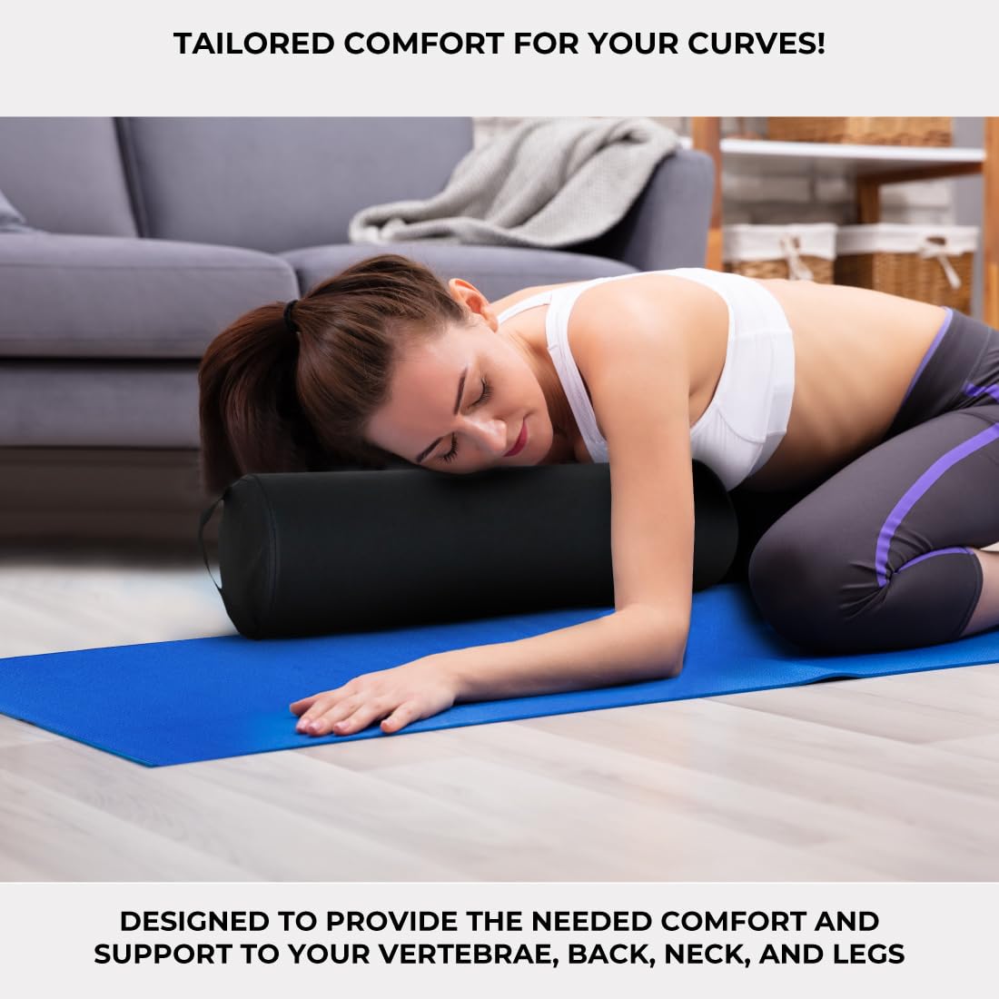 ForPro Full Round Massage Table Bolster Pillow (Full Round / Black)