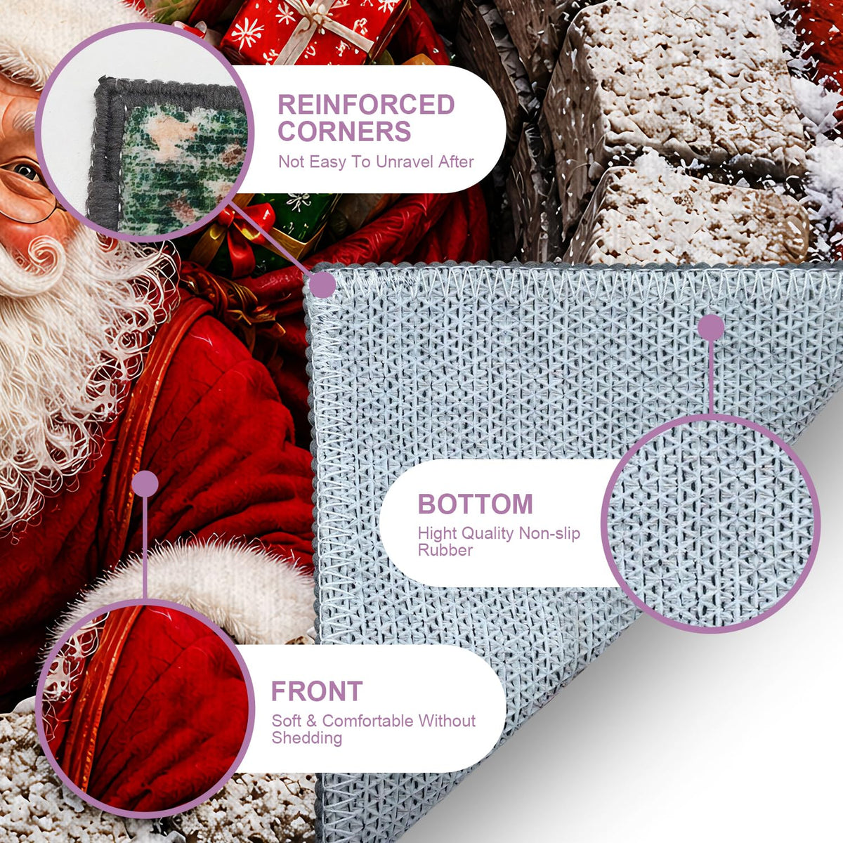 Christmas Santa Claus Entryway Rug Holiday Area Rug Indoor Door Mat 2x3 ft (107 / 2' x 3' (Rectangular))