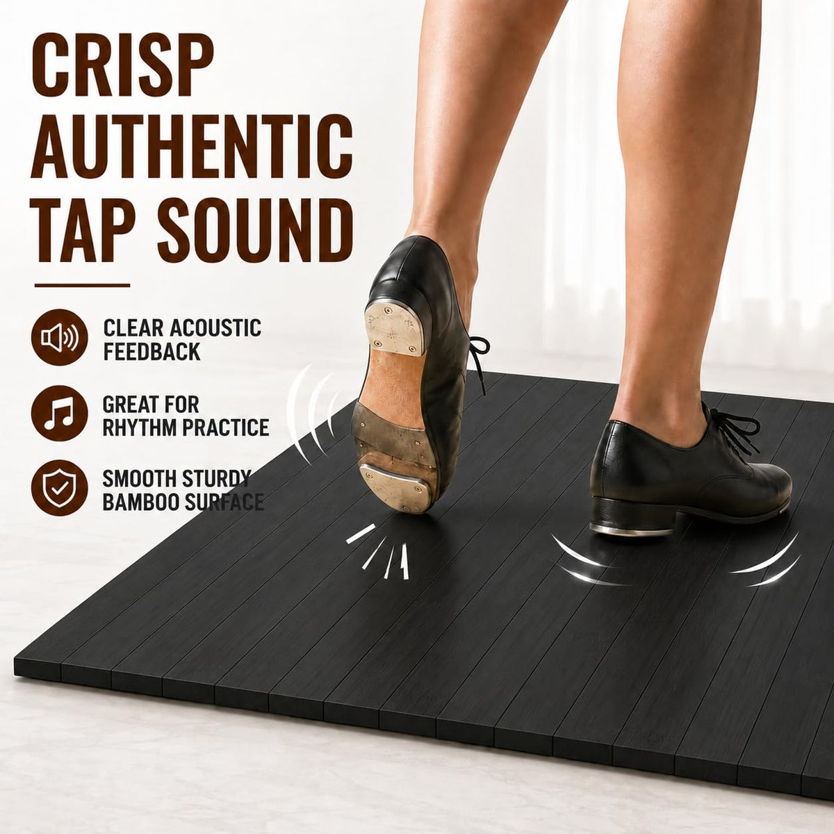 4x3.2 Ft Tap Dance Floor Tap Board for Tap Dancing Foldable Bamboo (black)