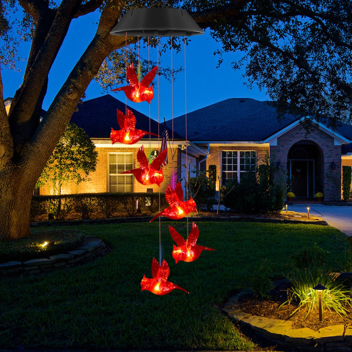 Cardinal Solar Wind Chimes for Outside