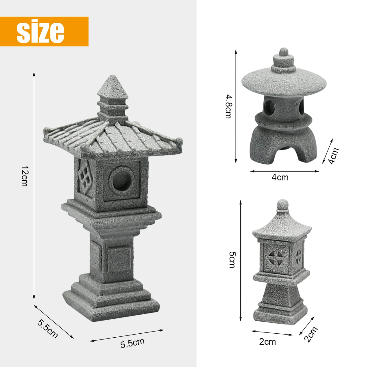 Miniature Japanese Pagoda Figurines Mini Pagoda Garden Statue (Circle Pagoda Statue)
