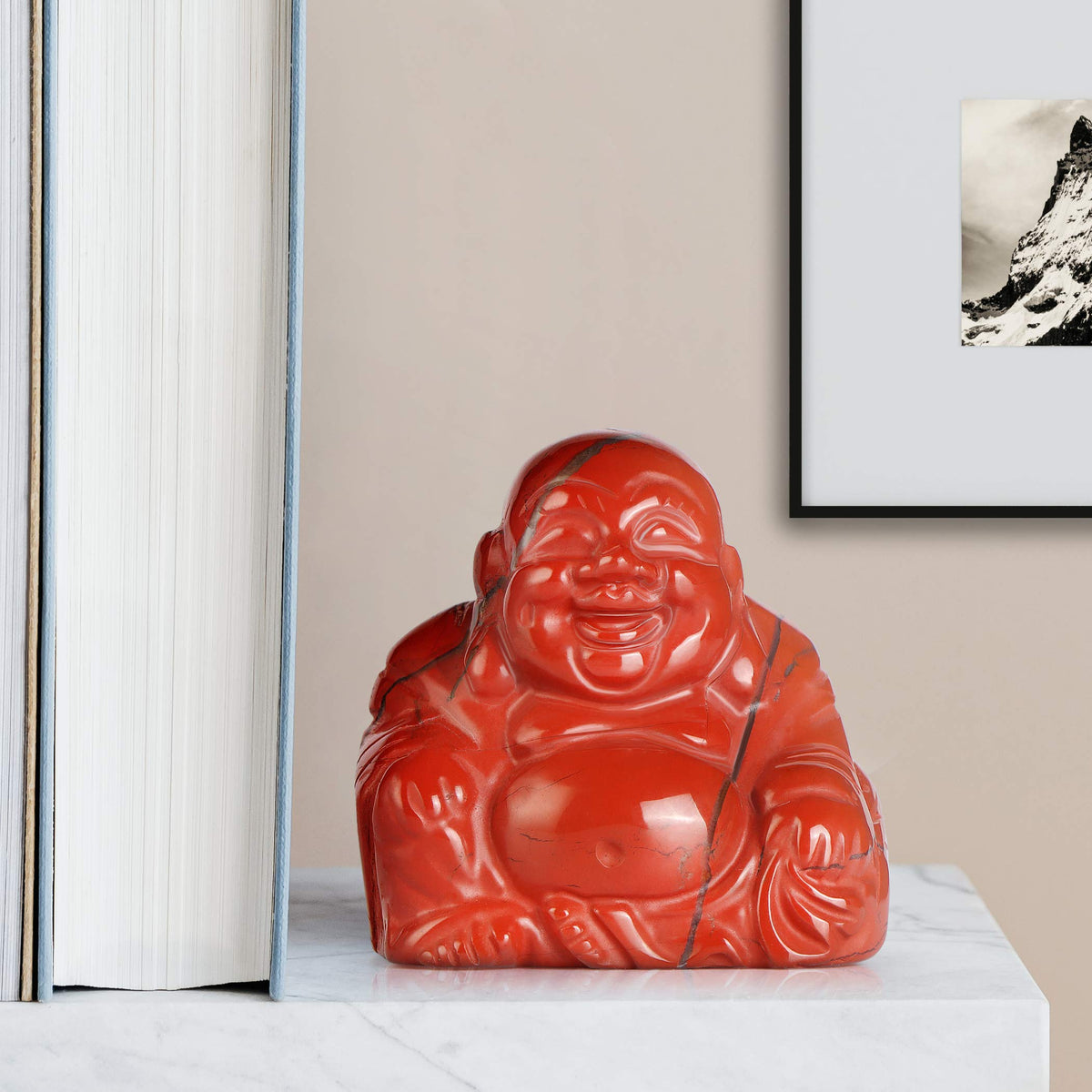 2" Red Jasper Crystal Laughing Buddha Statue (Red Jasper)