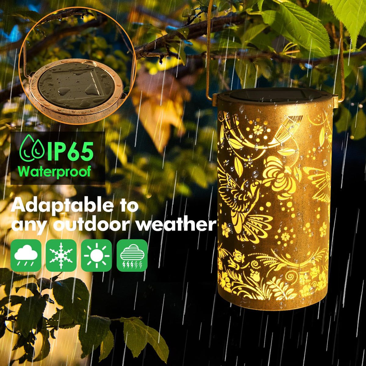 Solar Lanterns Outdoor Garden Decor Birthday Gift for Women Mom (3.9''x11.7'')