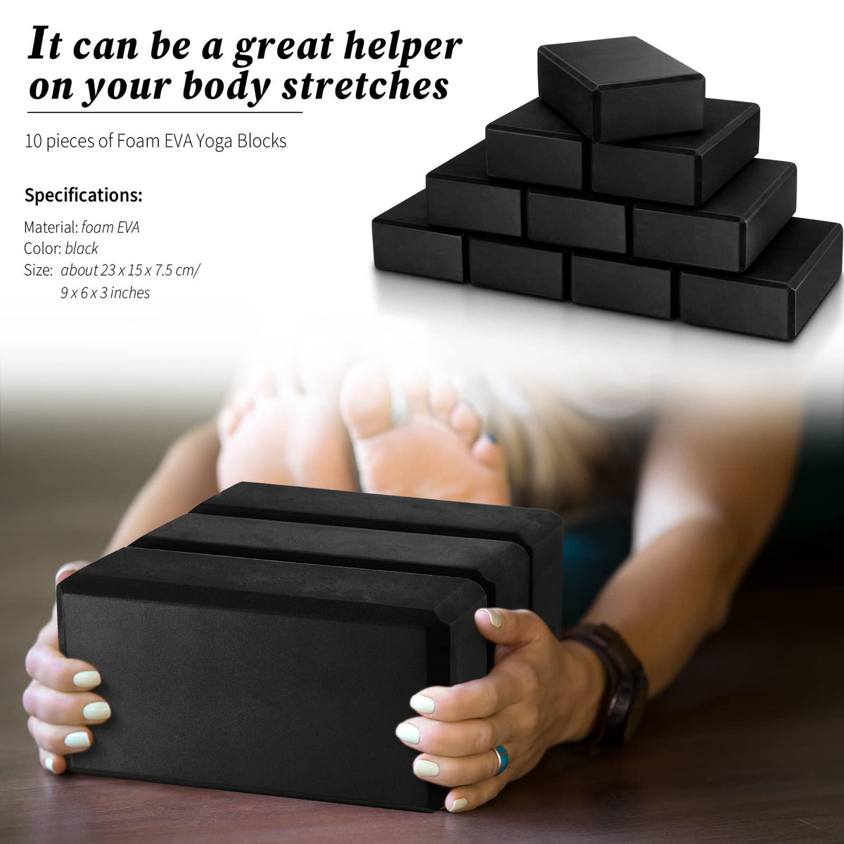 10 Pcs Yoga Blocks Bulk (Black)