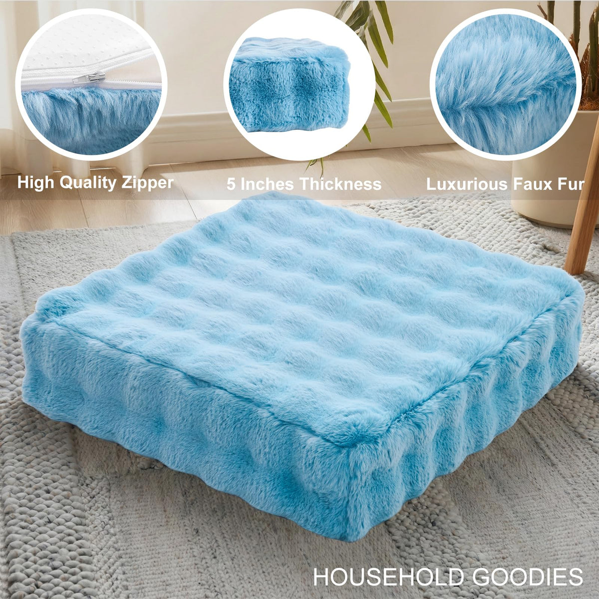 22 inches Floor Pillow for Adults (Sky Blue / 1 Count)
