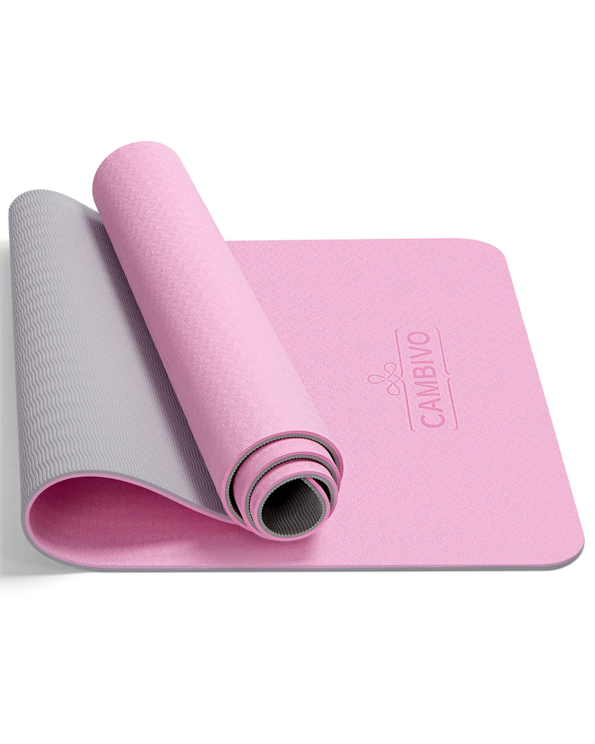 Pink Yoga Mat for Women Men Kids (Pink+Gray / 72*24*0.31 inch)