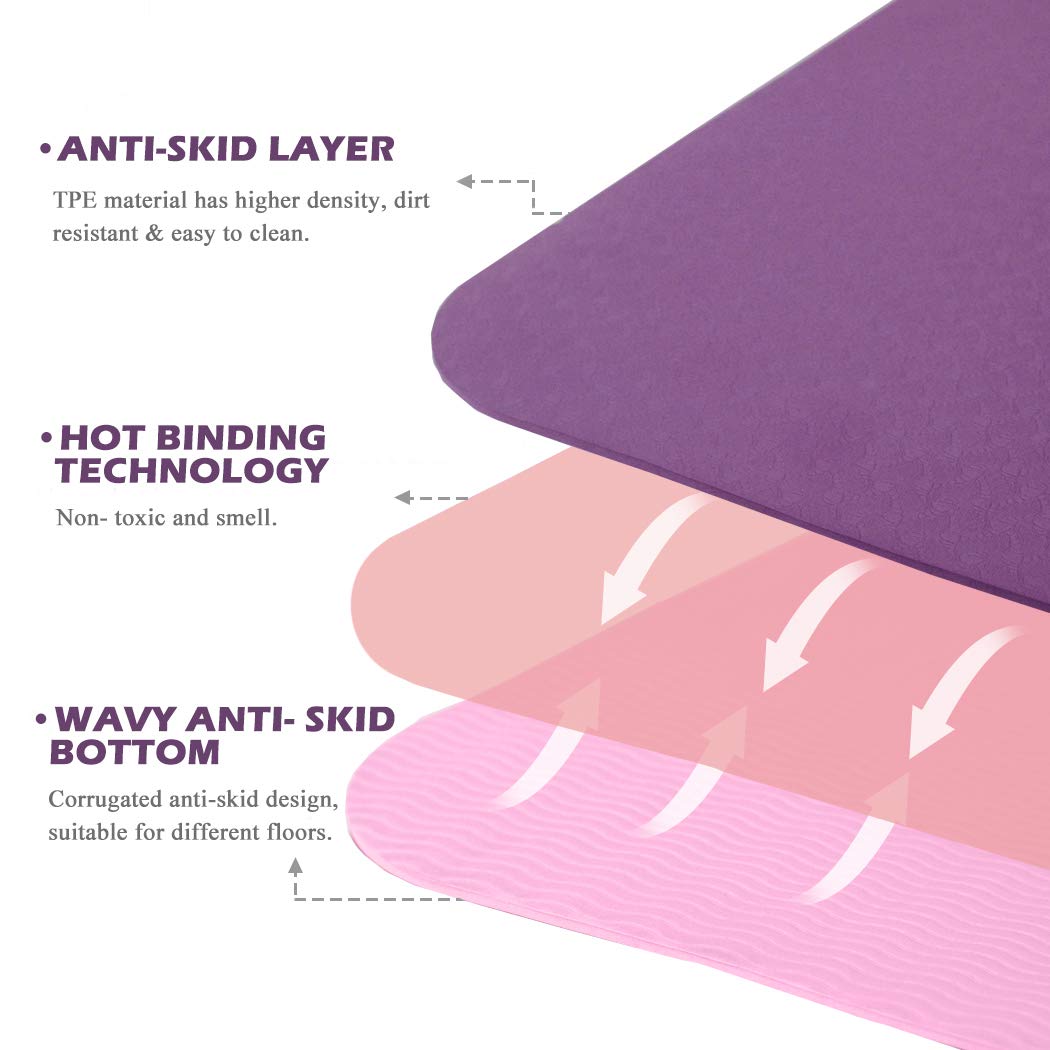 Yoga Mat Extra Thick 1 (72"x24"x1/3" / Orchid & Party Pink)