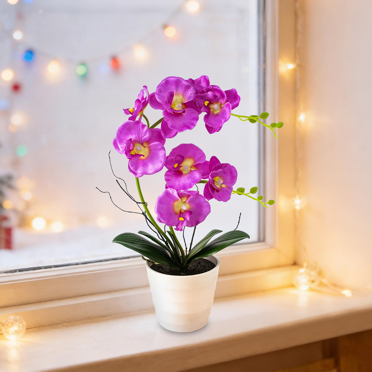 Purple Orchid Lamp Gifts for Women Flower Decor for Bedroom Coffee Shop (Purple Orchid)