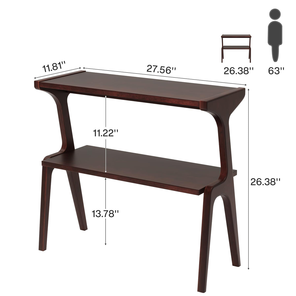 Solid Wood End Table (Burgundy)