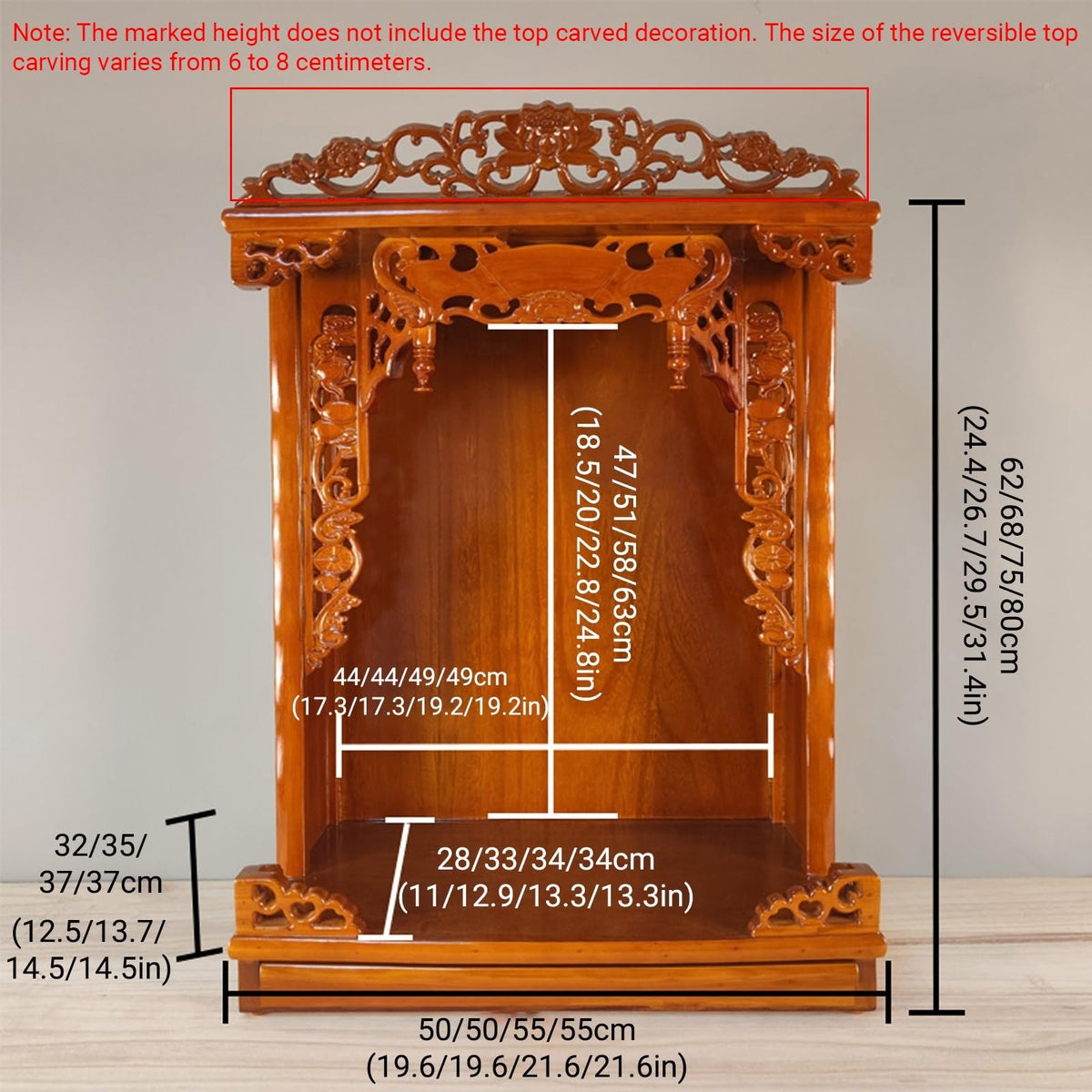 Wall mounted desktop wood buddhist altar (Walnut / 68cm/26.7in)