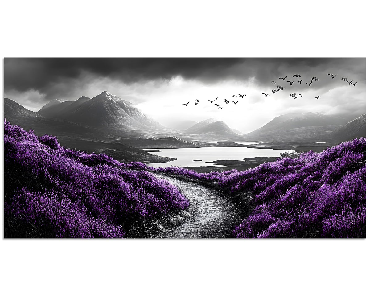 1 Panel Purple Picture for Bedroom Purple Flowers Landscape Paintings Canvas Wall Art Purple Pictures on Canvas Stretched and Framed for Home Decor Living Room Bedroom Wall Art 8x16 inch (16"L x 8"W / Purple Flower 11)