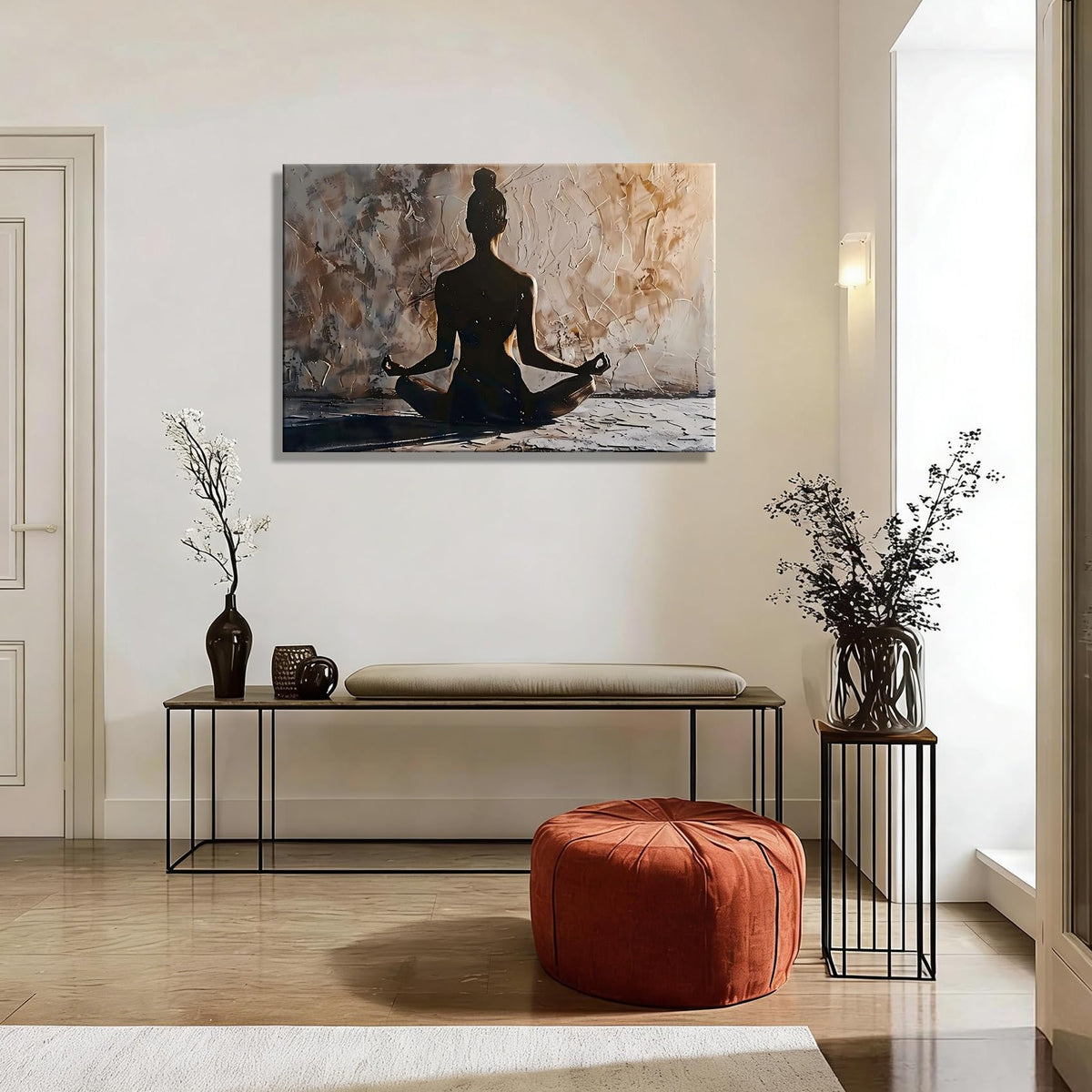 Framed Meditation Canvas Wall Art for Bathroom and Bedroom Decor (Pictures13 / 12"L x 8"W)