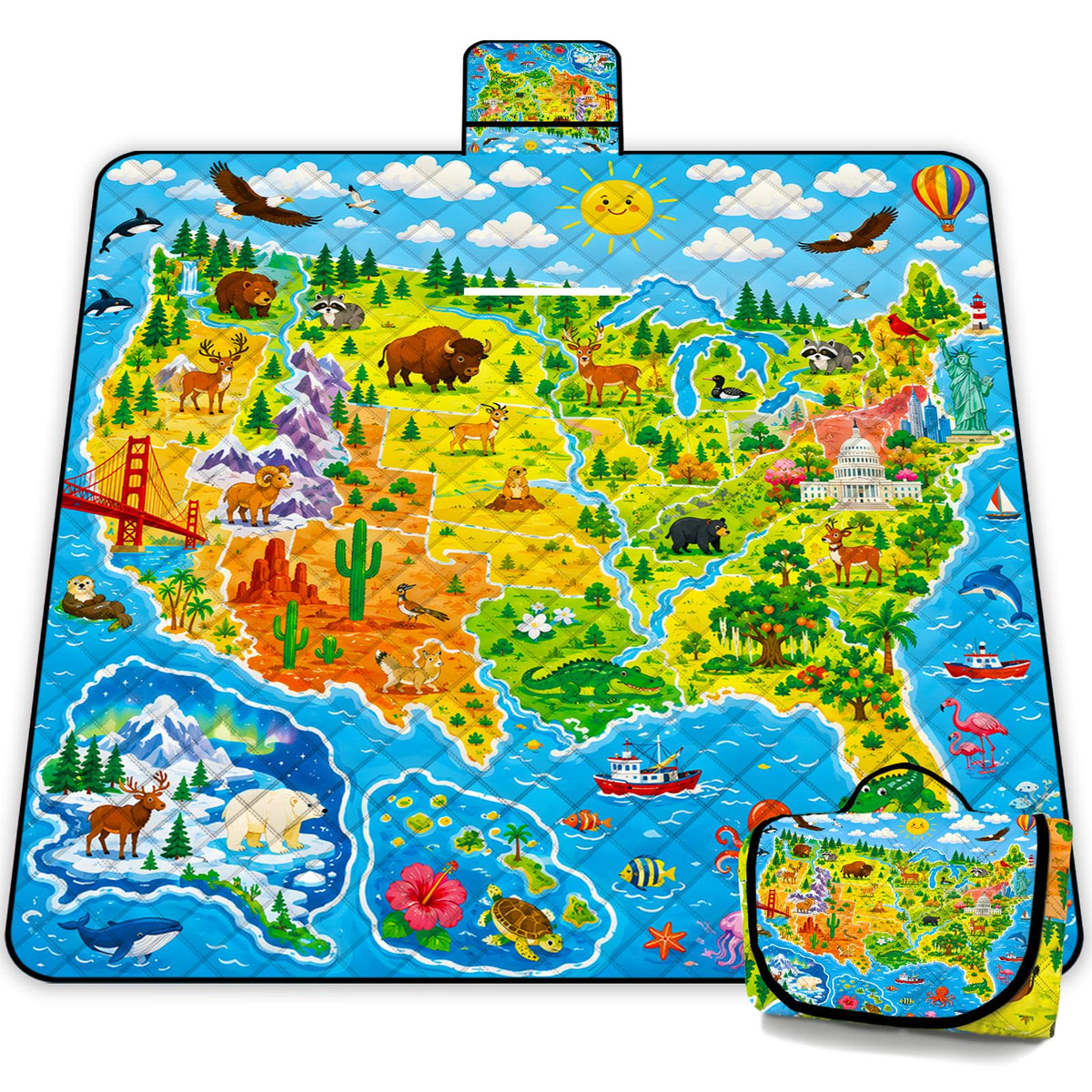 Extra Large Picnic Blanket Waterproof (Blue)