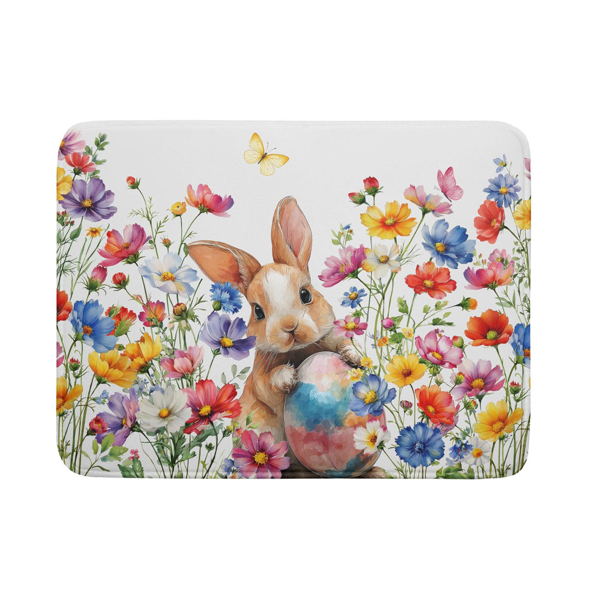 Spring Easter Rabbit Egg Dish Drying Mat for Kitchen Counter (Flowers / 18" x 24")
