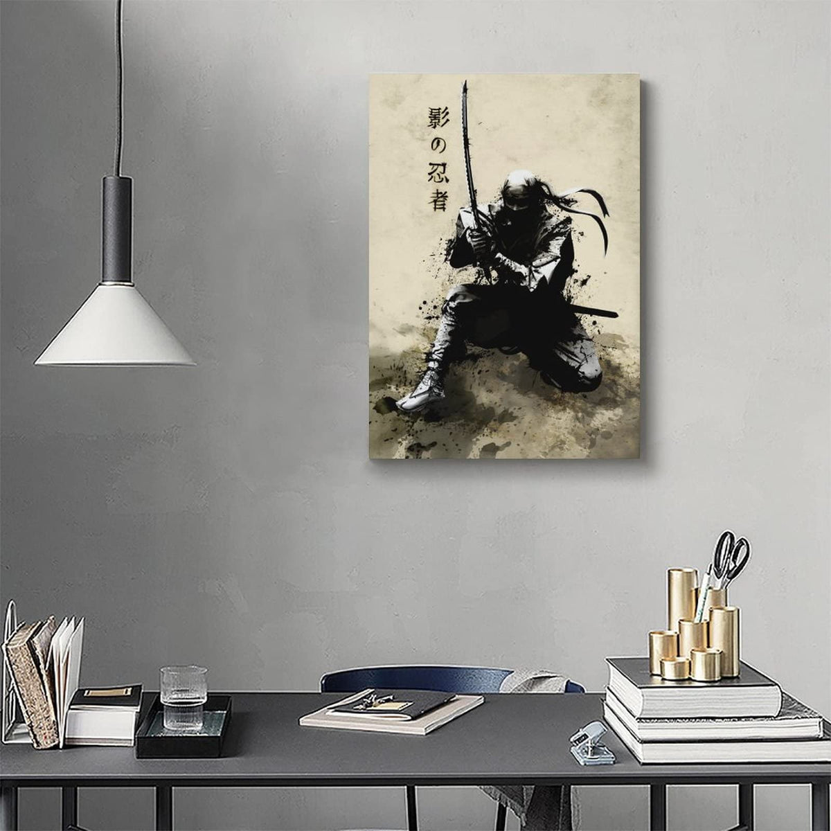 Japanese Ink Bushido Posters Canvas Painting Vintage Print Wall Art Character Pictures Decoration Living Room Home Decor Unframed 24 x36 inches (36"L x 24"W / Unframe-10)
