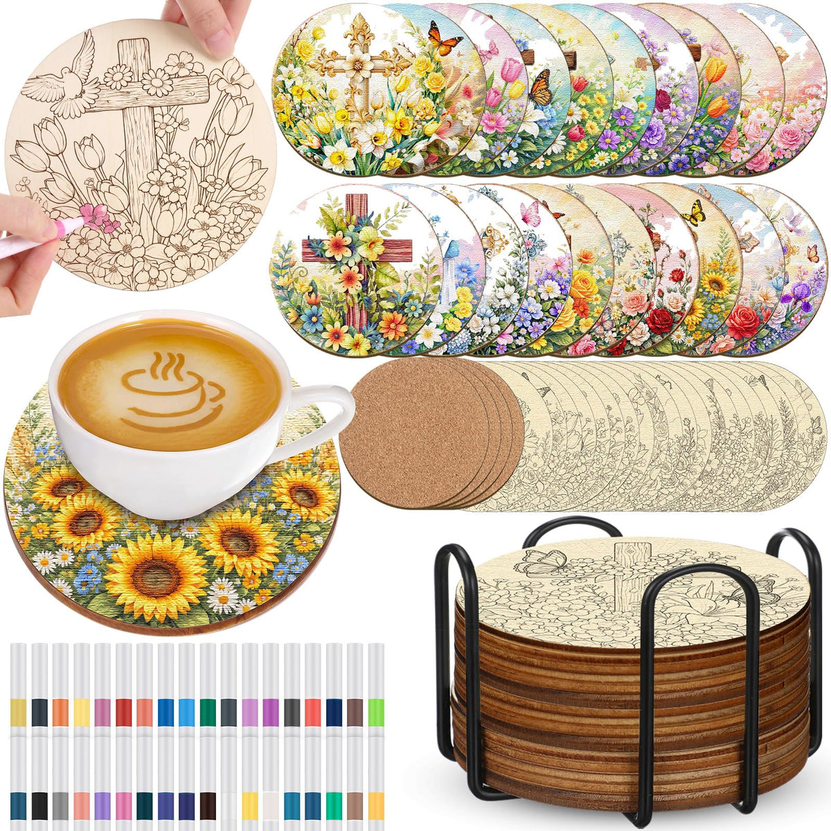 77 Pcs Wooden Coasters Paint Kit (Christian)