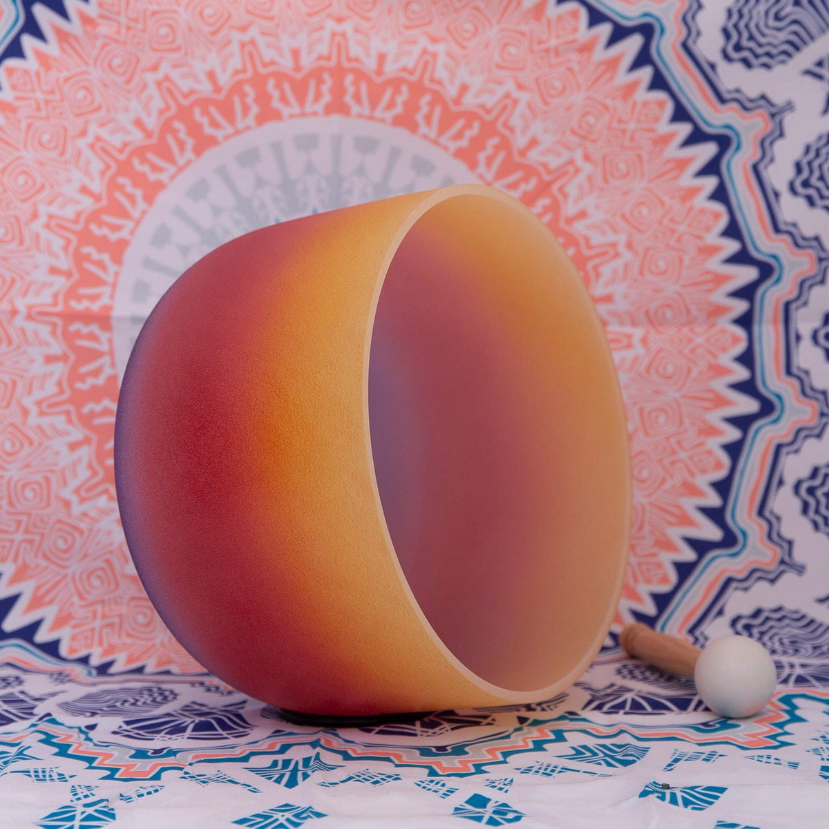 Rainbow Frosted E Solar Plexus Chakra Quartz Crystal Singing Bowl 8 inch (8 inch / 440 Hz E note Rainbow bowl)