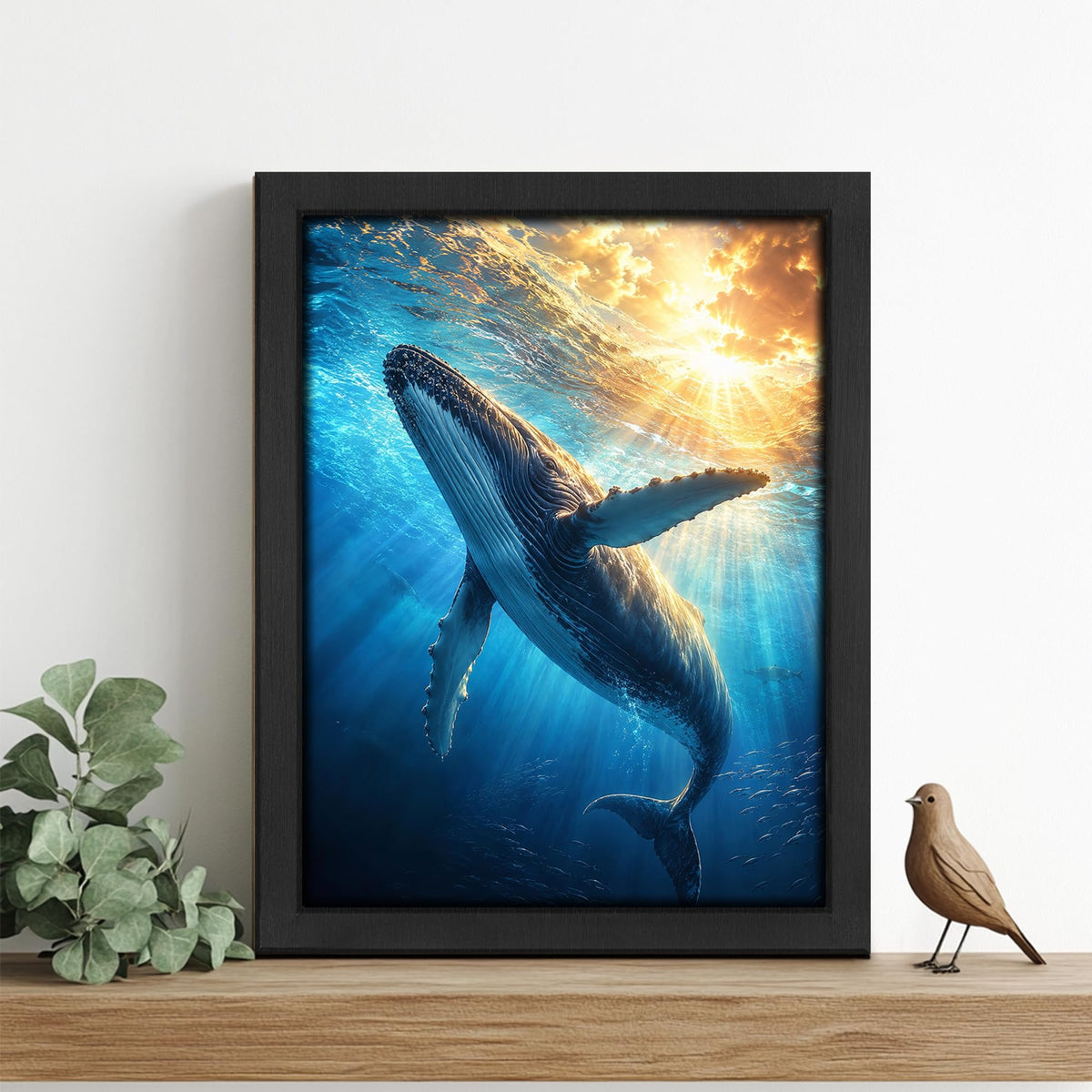 Humpback Whale Decor Wall Art (Wall Art Framed 26 / 16"L x 12"W)