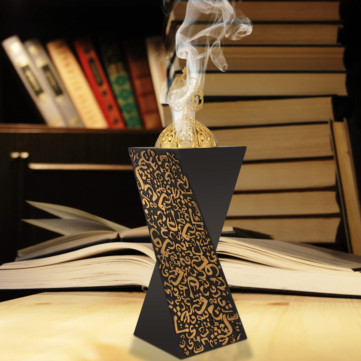 Resin Incense Burner Bakhoor Incense Burner Charcoal Incense Burner Yoga Spa Aromatherapy Office Home Decor Black (Style-a)