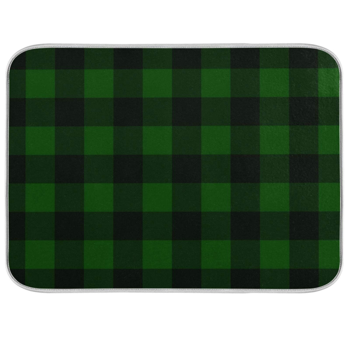 Super Absorbent Dish Drying Mat (Green Plaid / 18" x 24")