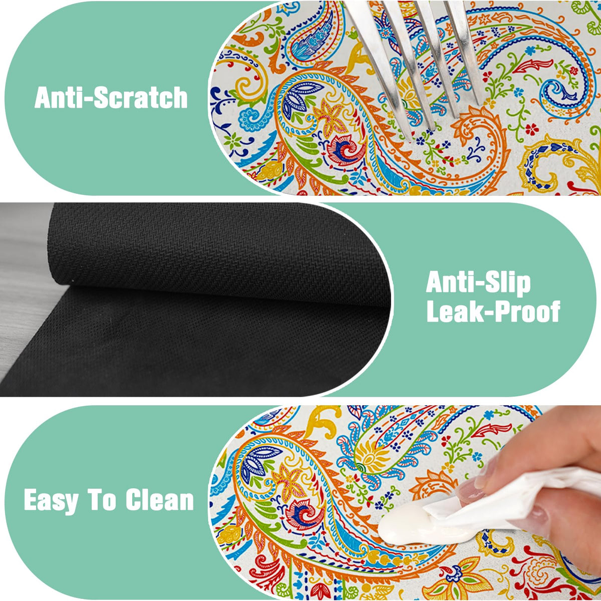 Kitchen Sink Splash Guard Faucet Mat 24" X 5.5" Paisley Absorbent Fast Drying Mat Faucet Draining Mat Sink Splash Guard Behind Faucet Drip Catcher for Kitchen Bathroom (24*5.5in / paisley01)