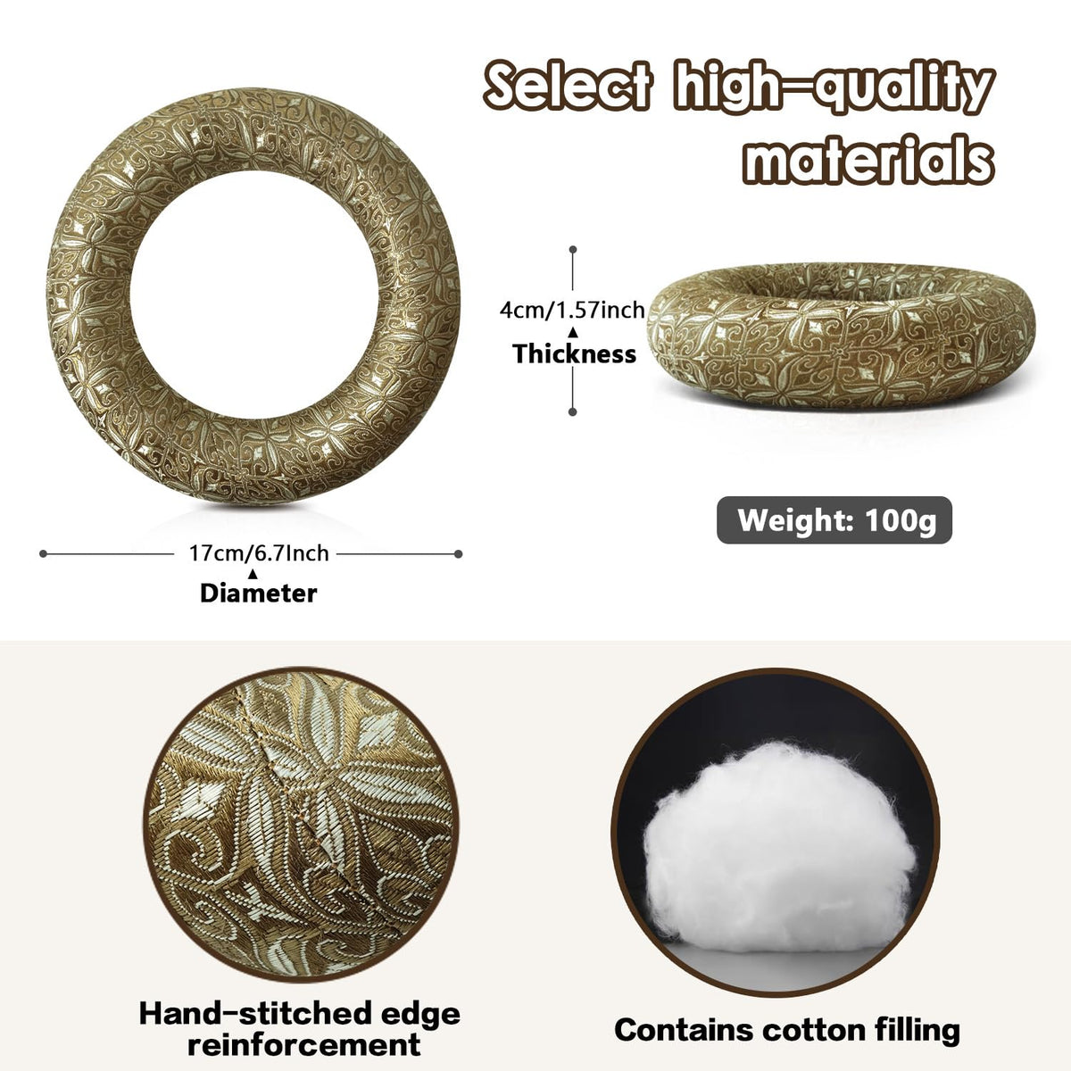 Singing Bowl Cushion for Crystal & Tibetan Singing Bowls (Brown / 6.7 Inch)