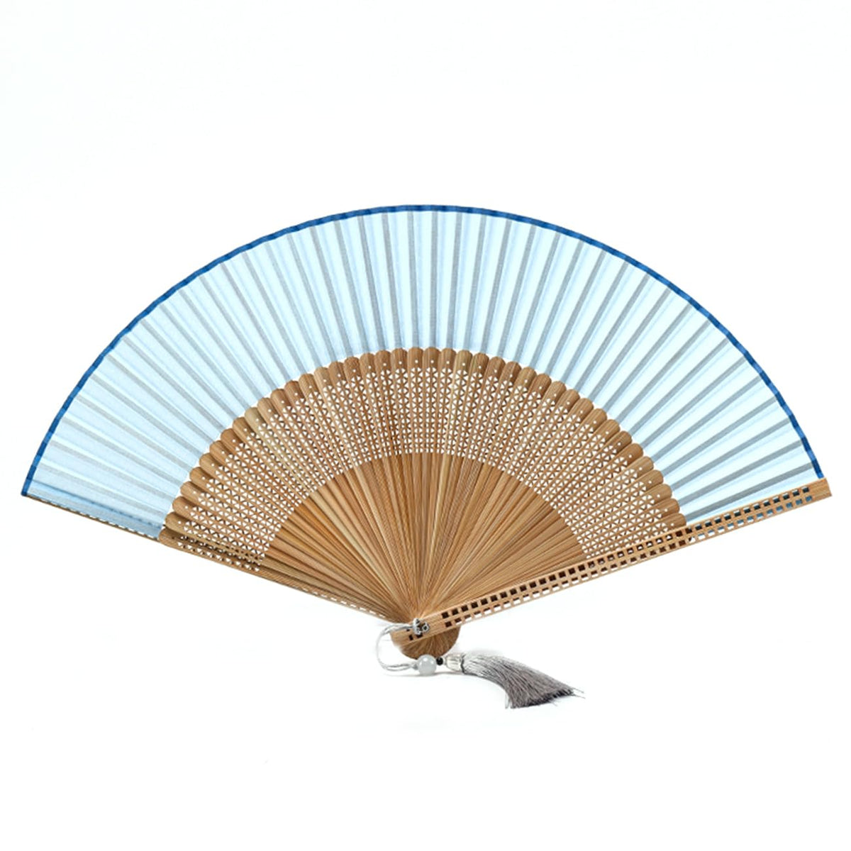 Hand Fan for Vintage Japanese Bamboo Silk Elegant for Dance Music Festival Wedding Church Decoration Party (Blue / Medium)