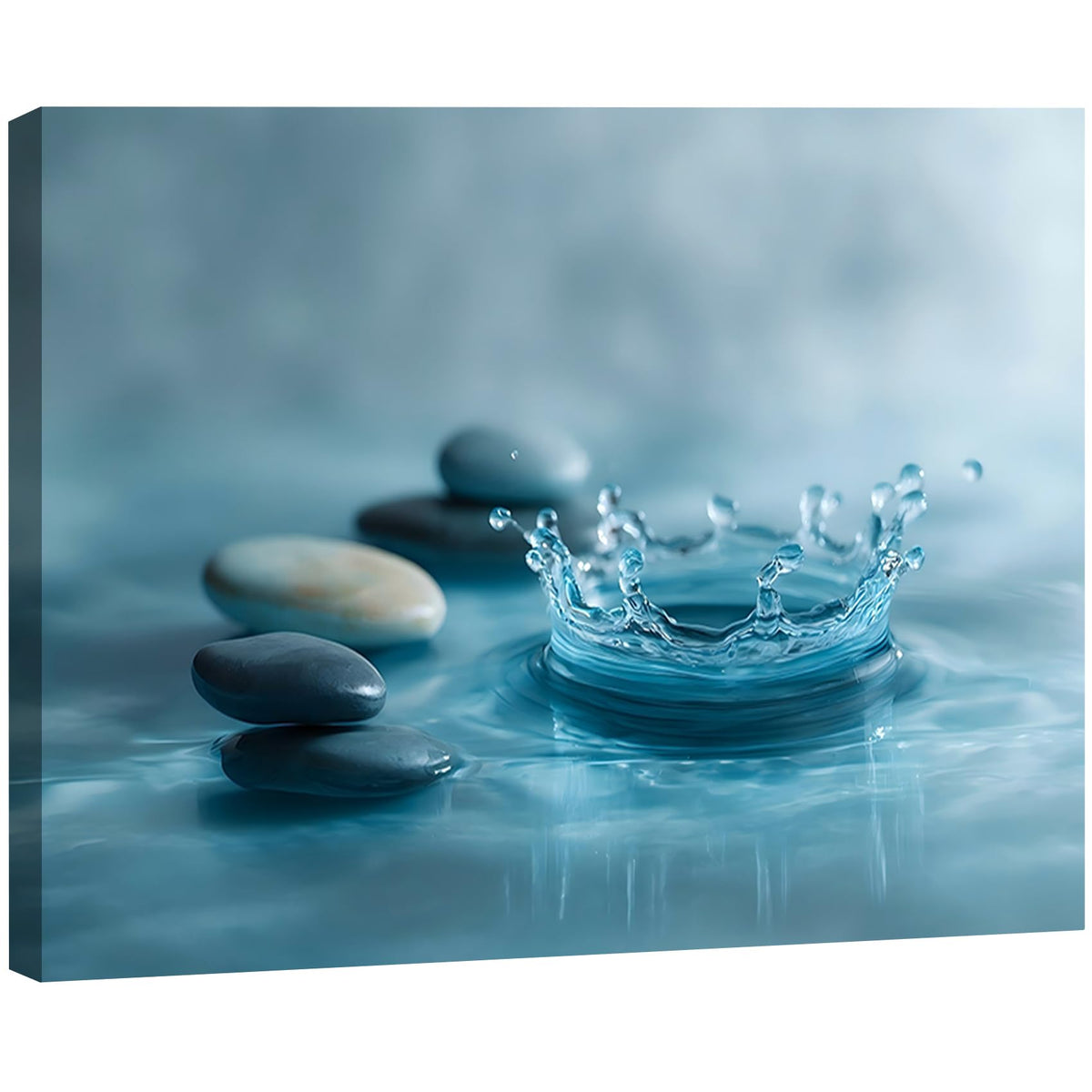 Framed Zen Water Ripple Canvas Wall Art (Pictures3 / 12"L x 8"W)