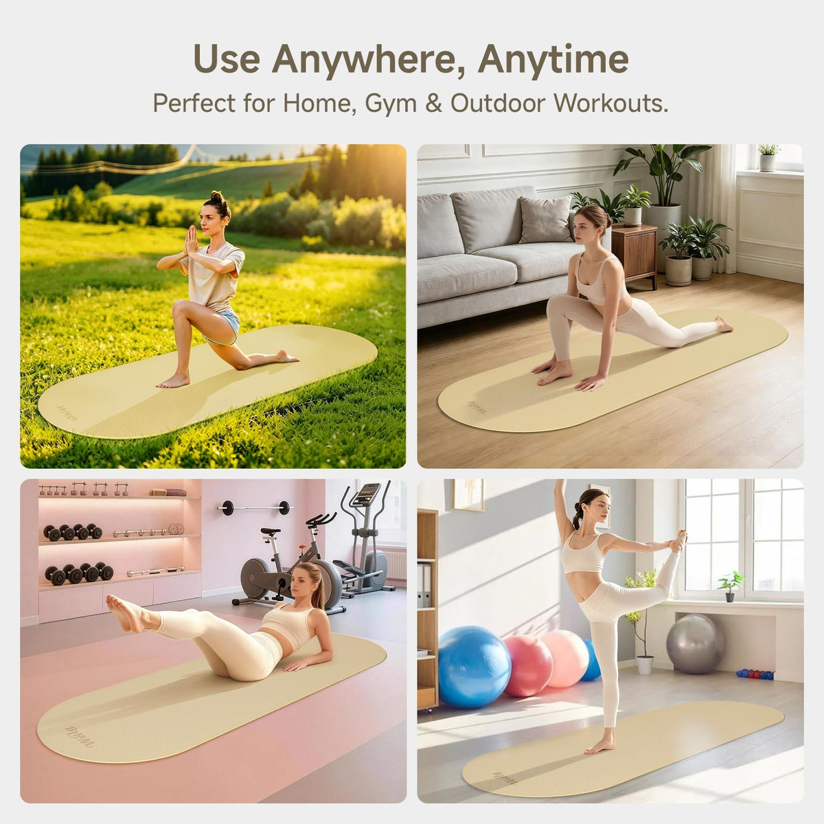 Extra Thick Yoga Mat (Cream & Matcha Green)