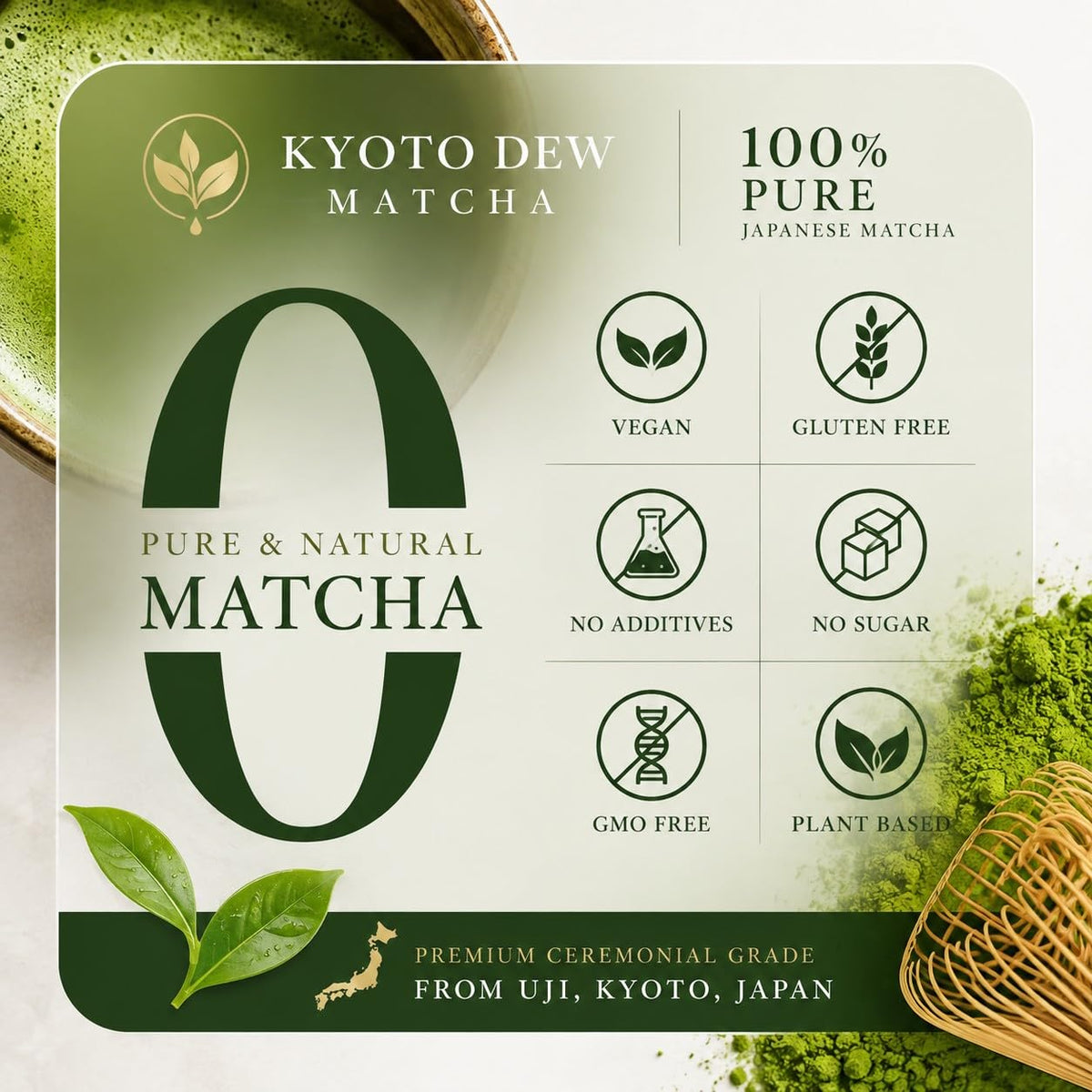 Organic Ceremonial Grade Matcha Powder 100g (3.5 Ounce (Pack of 1))
