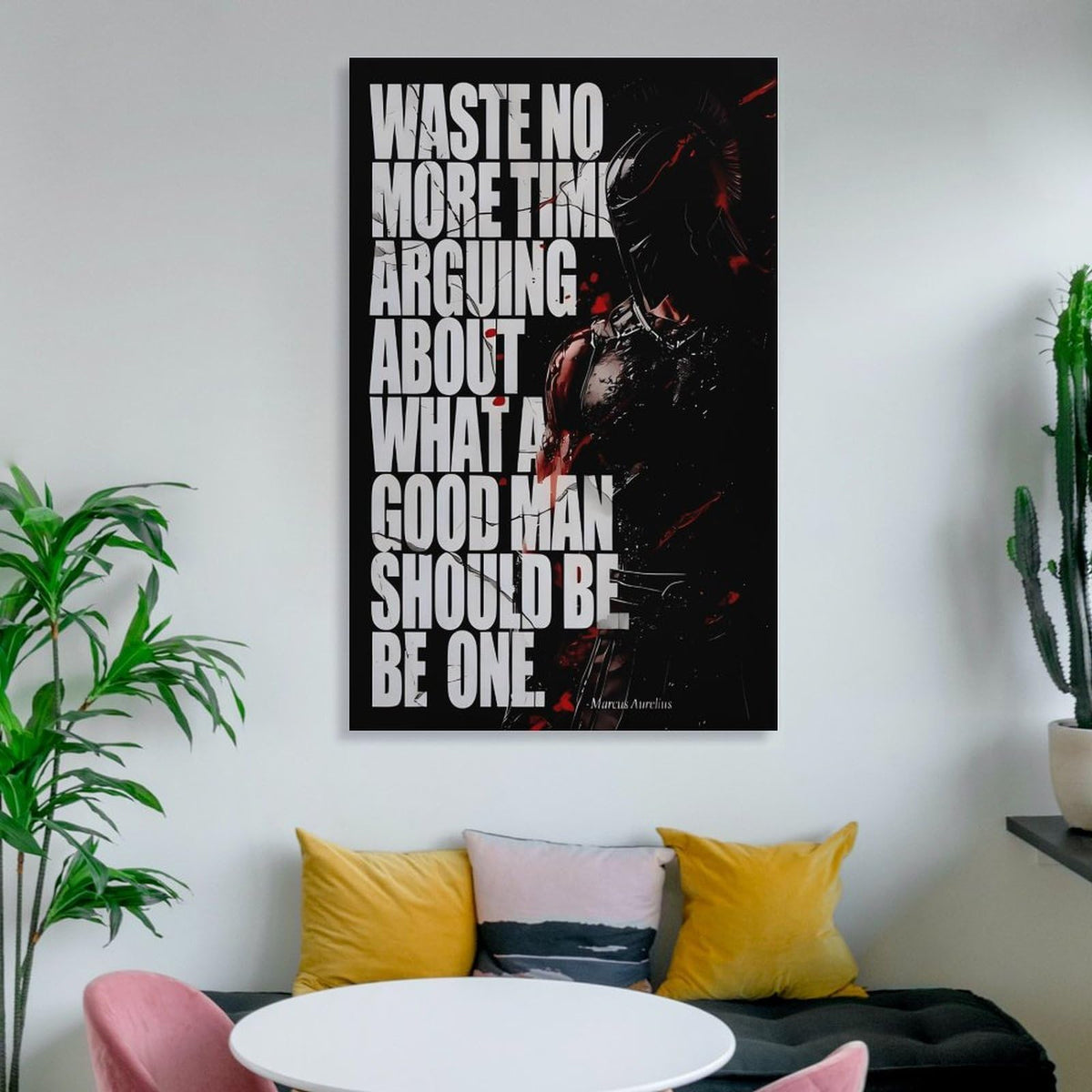 Spartan Marcus Aurelius Quote Canvas Printing Wall Art Prints Wall Decor Posters Red Black Stoic Warrior Motivational Living Room Bedroom Office Gym Philosophy Aesthetic 08x12inch (style-22 / 08x12inch(20x30cm) Frame)
