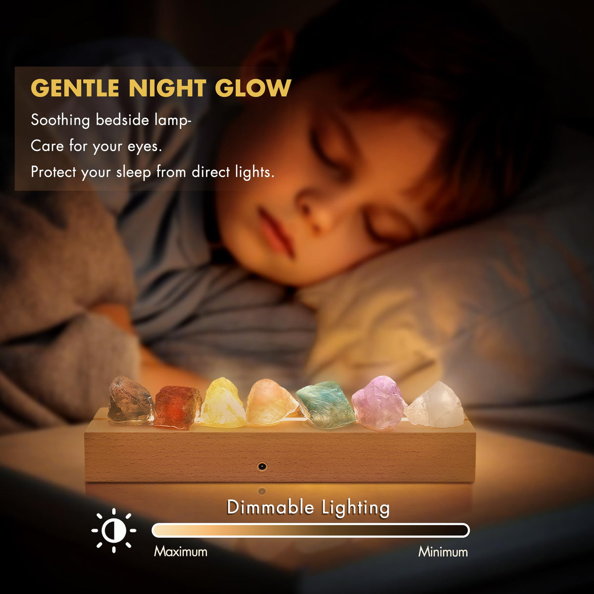 Healing Crystal Night Light (Rechargeable-7 chakral stones)