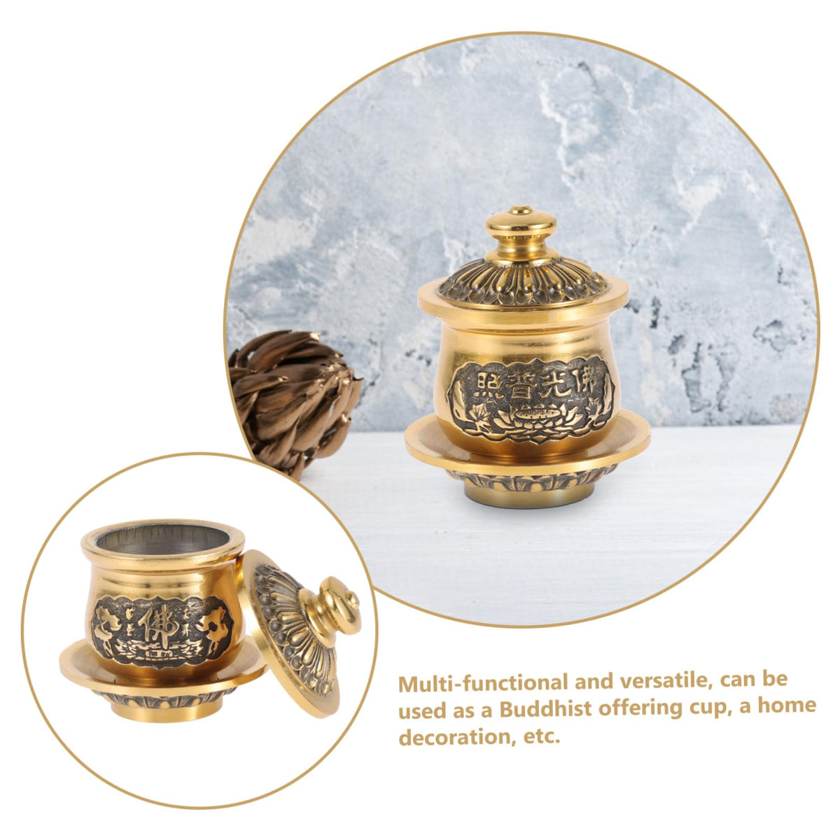 Buddhist Water Cup Holy Water Cup Offering for Temple and Home Decoration Fine Craftsmanship Ritual 2.75 X 2.55 X 1.96 in 1 X Offering