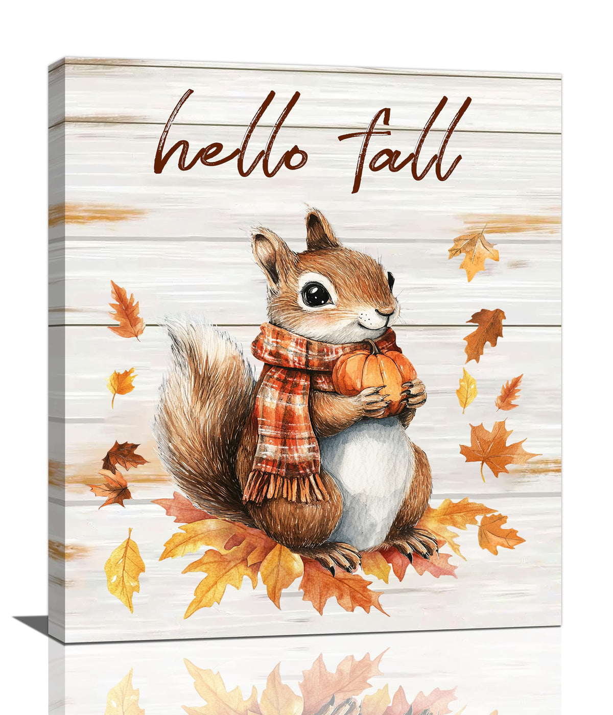 Fall Squirrel Wall Art Squirrel Pictures Wall Decor Autumn Canvas Prints Maple Leaf Decorations Painting Framed Artwork Office Home Decor For Kitchen Bathroom Bedroom Dining Living Room 20"x24" (Squirrel / 20"L x 24"W)