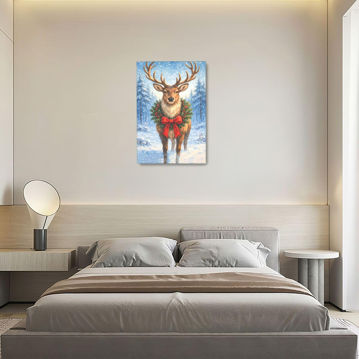 Christmas Reindeer Wall Art Winter Animal Canvas Wall Decor Pictures Paintings Prints Artwork Framed Decorations For Bathroom Bedroom Living Room Office Gifts 16" x 24" (Deer / 24"L x 16"W)