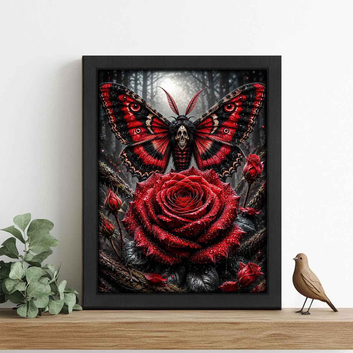 Gothic Death Moth Decor Wall Art (Wall Art Framed 53 / 10"L x 8"W)