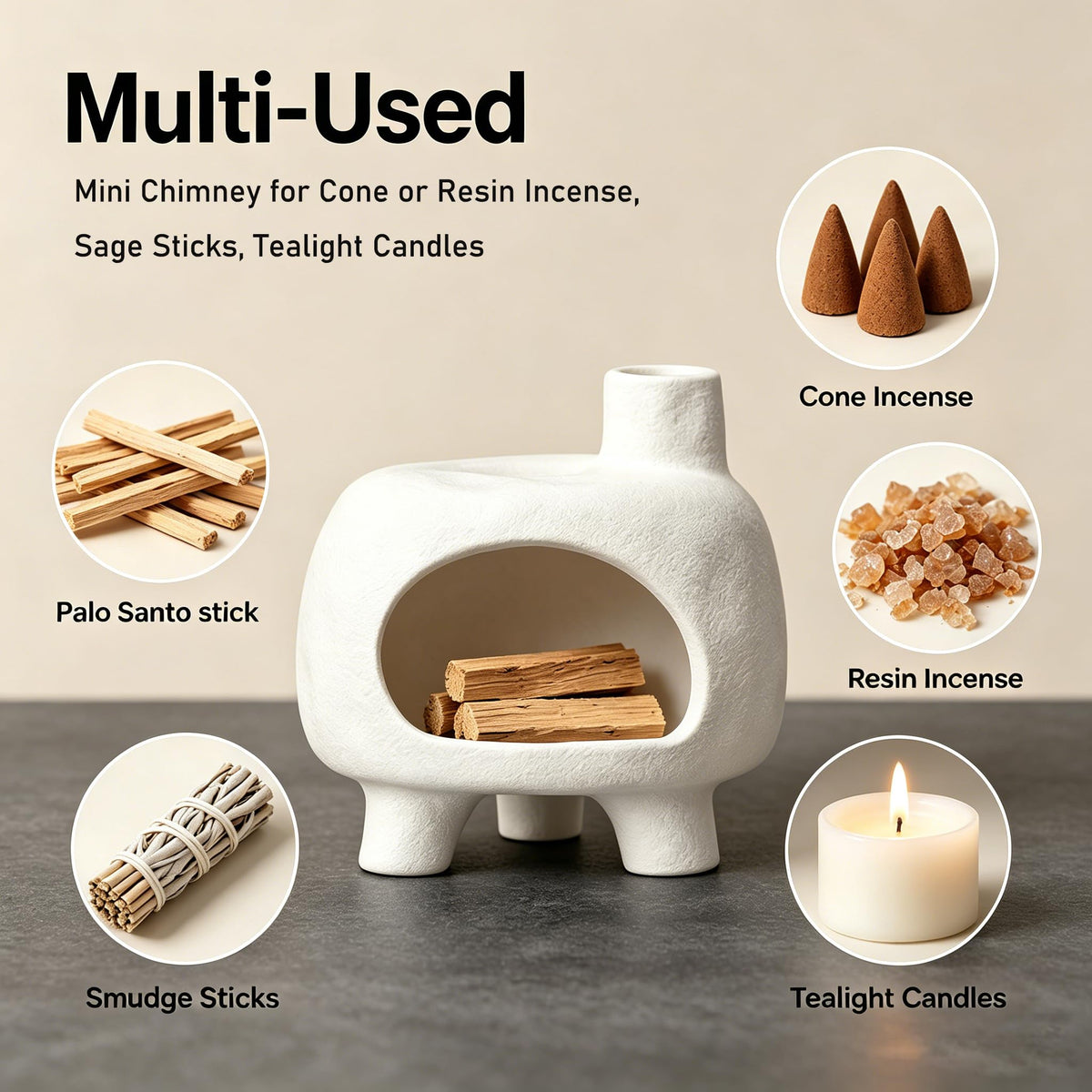 Ceramic Incense Holder (White)
