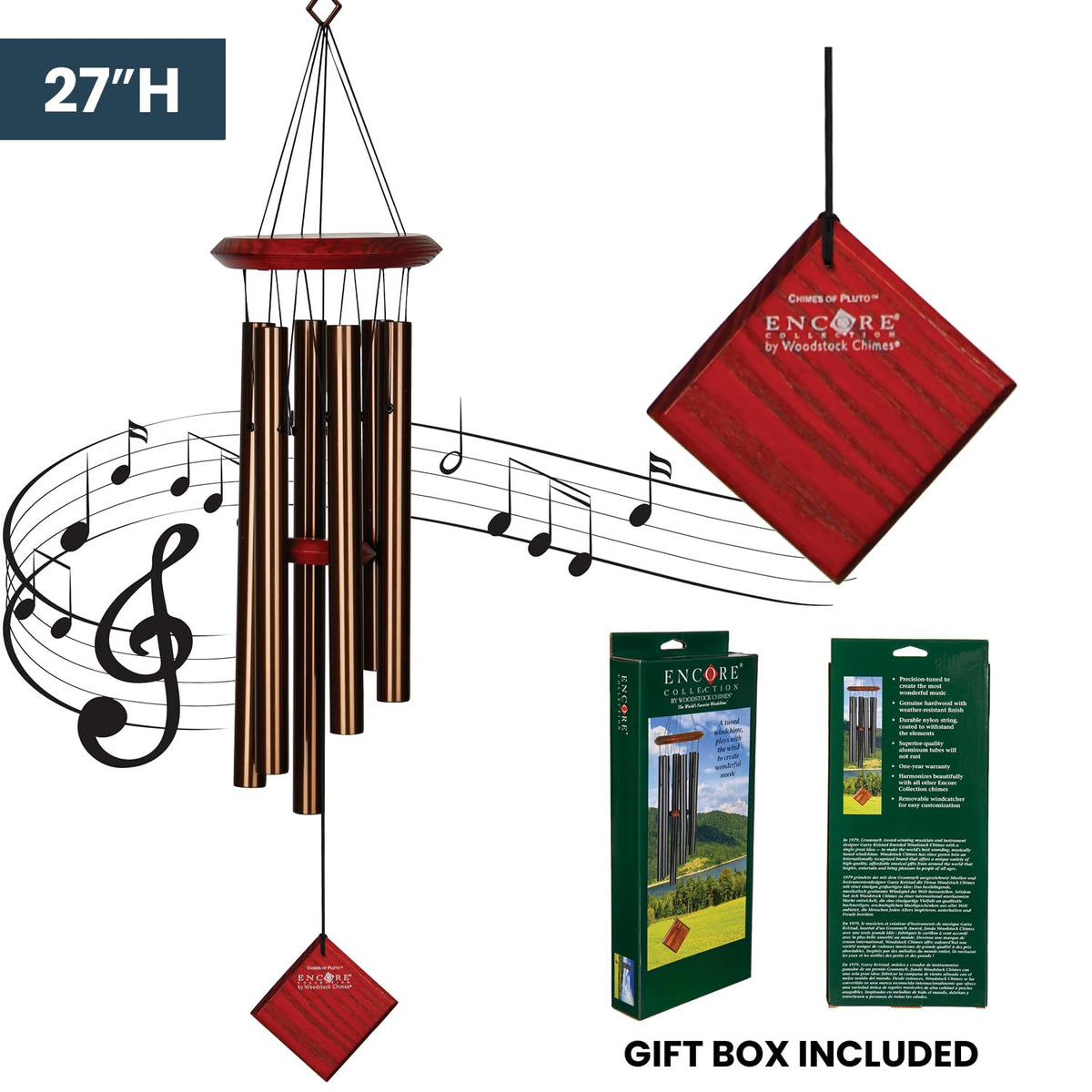 Pluto Wind Chime for Outside 27" Bronze Small (Bronze)