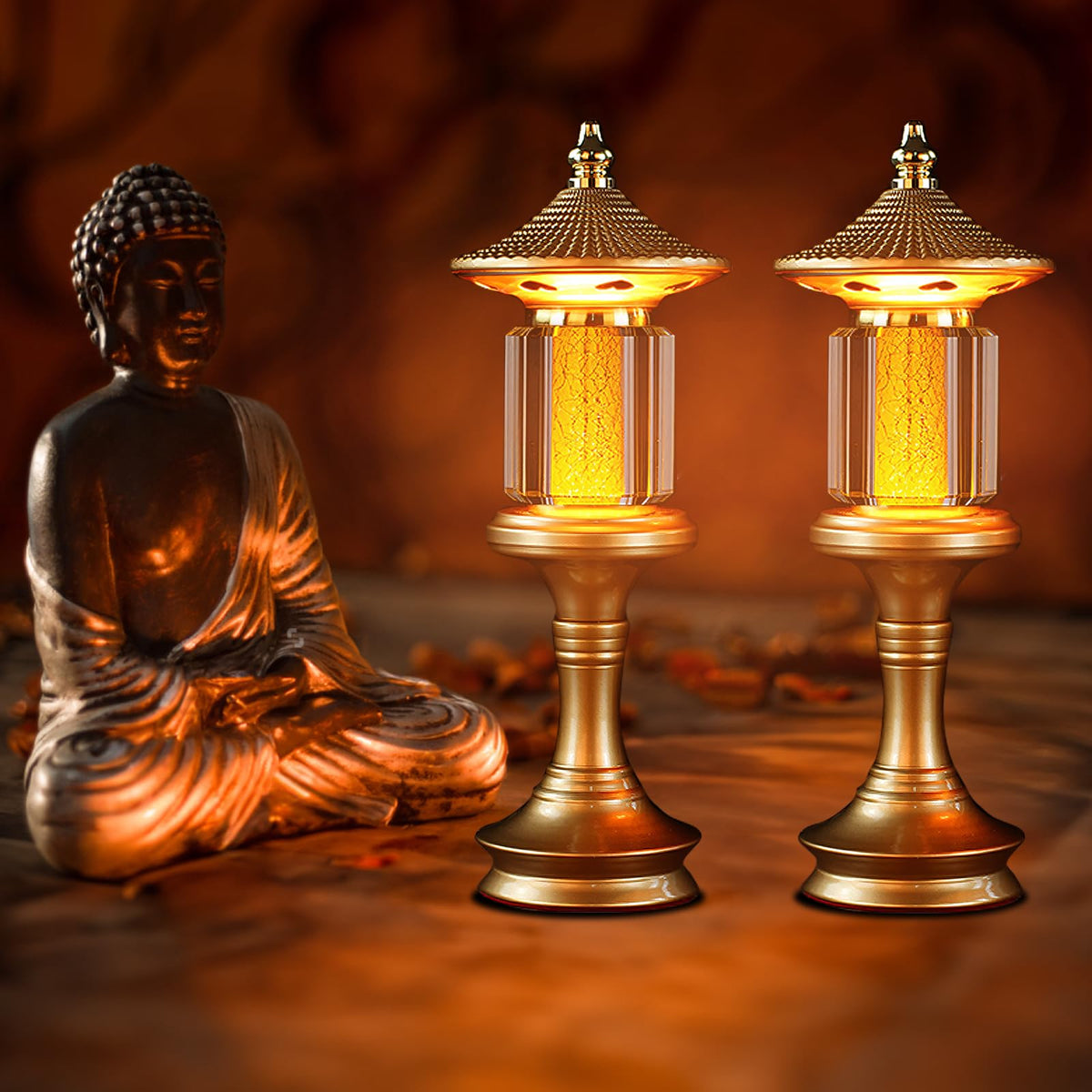 Lotus Flower Lamp Palace Crystal 7 Color LED Buddhist Meditation (Z3-10inch)