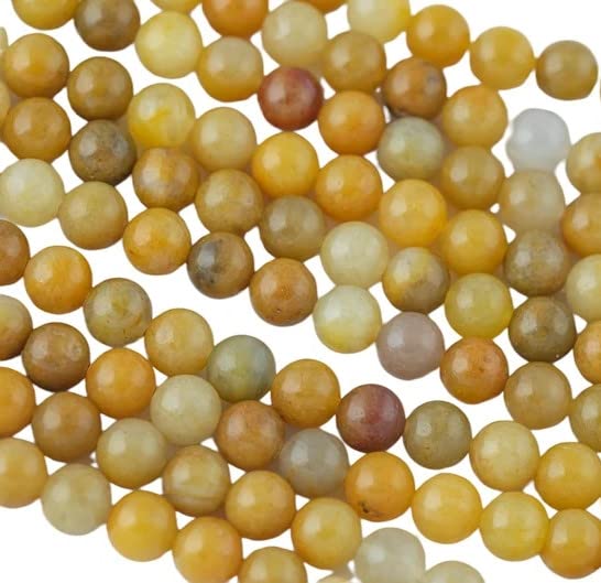 116 Pcs Yellow Jade Beads for Jewelry Making 6 MM Natural Jasper Gemstones Loose Stone Beads (Yellow Jade / 6MM, 116-120pcs)