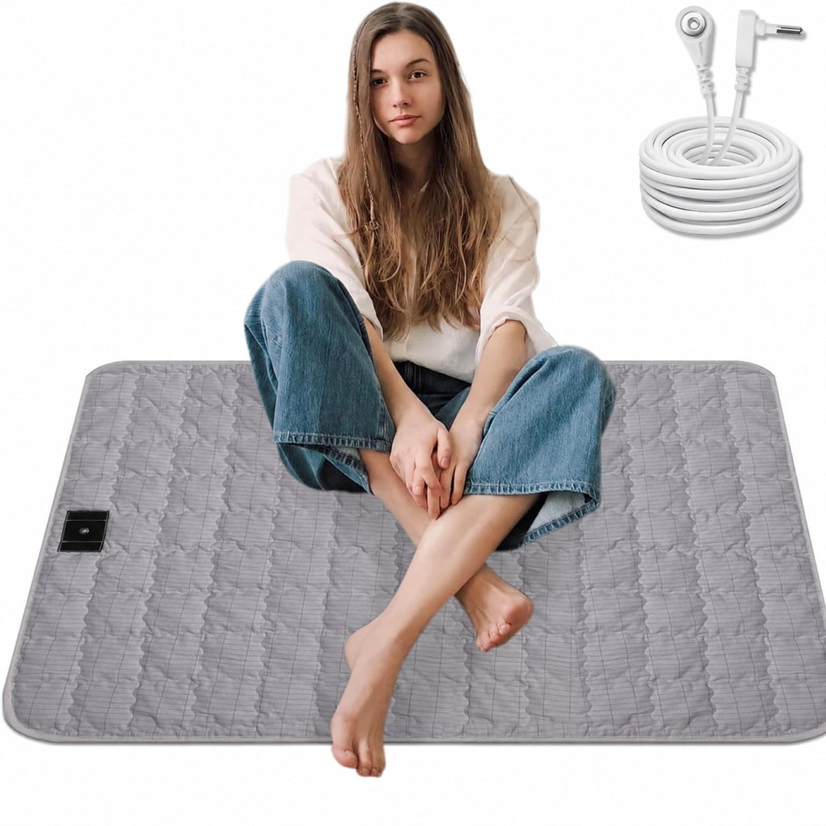 Grounding Mat with Silver Fiber for Better Sleep Wellness Magnetic Therapy 35"x50" (35x50inch)