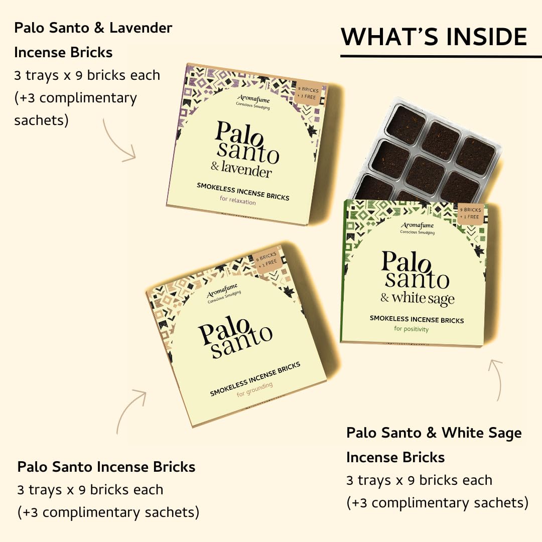 Palo Santo White Sage & Lavender Smokeless Bricks Refill (Palosanto, Palosanto+white Sage, Palosanto+ Lavender)