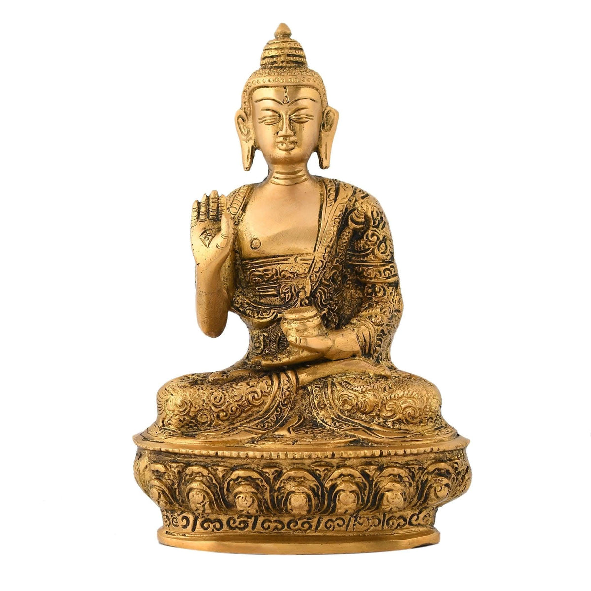 Brass Buddha Statue 8 Inch Idol Sculpture for Home Living Room Zen Decor for Spiritual Meditation Shrine (8 Inch)