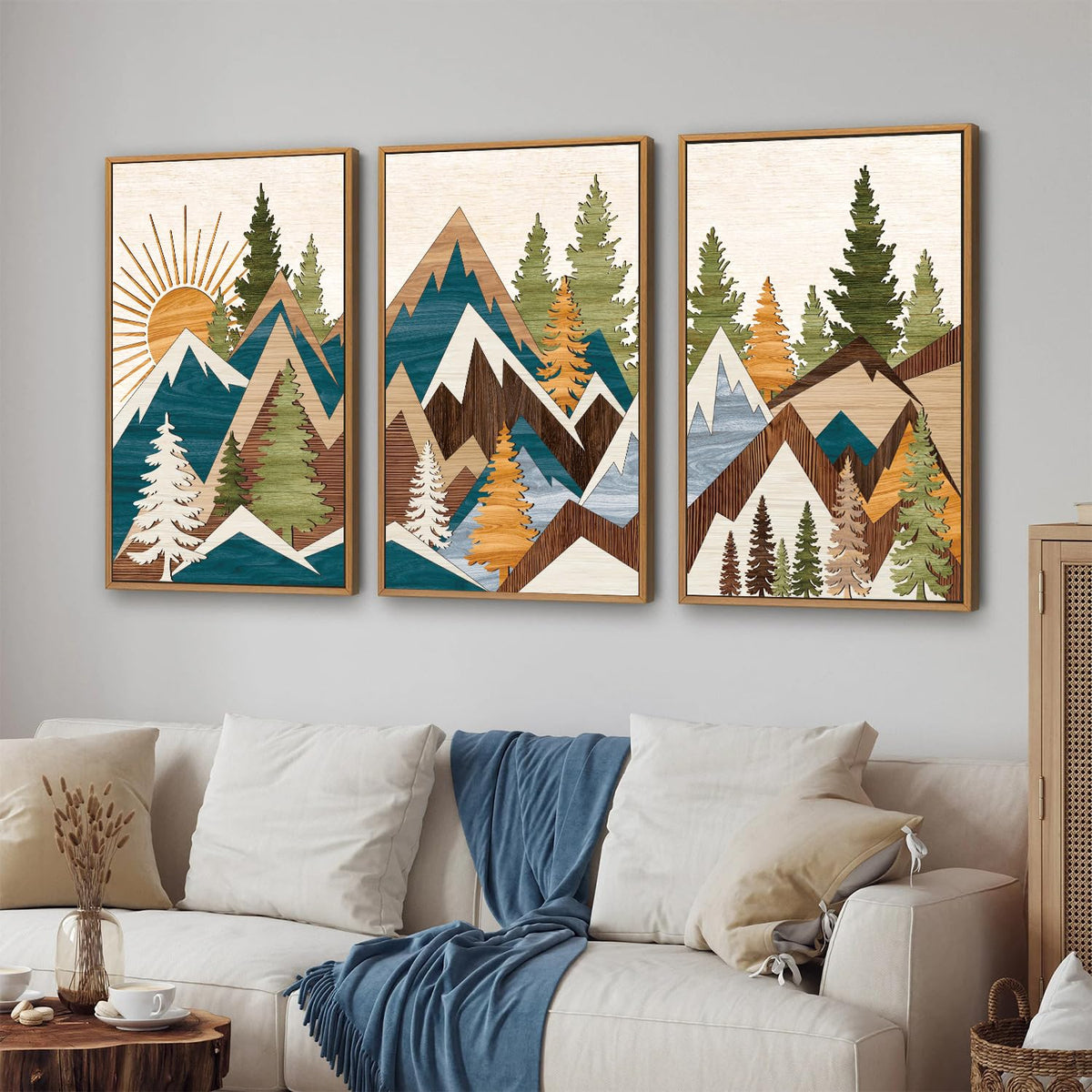 Large Mountain Framed Canvas Wall Art (Sunrise Mountain / 36"L x 24"W)