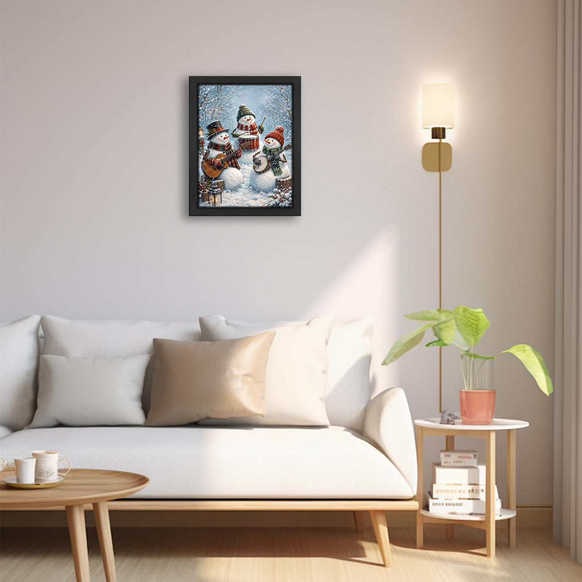 Winter Snowman Decor Wall Art (Wall Art Framed 12 / 20"L x 16"W)