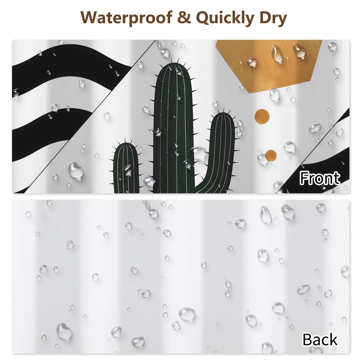 Abstract Cactus & Geometric Shower Curtain with Hooks (Cactus & Geometric)
