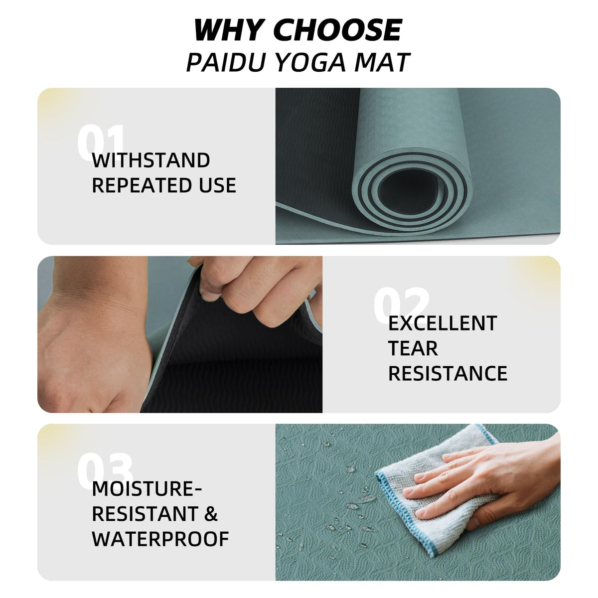 Extra Long Wide Yoga Mat (Dark green + Black)